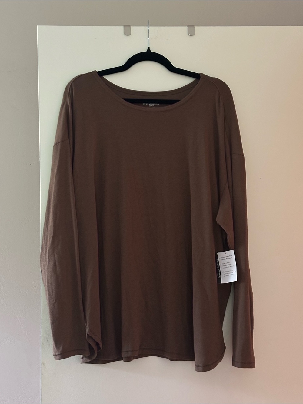 Westbound Brown Crewneck Long Sleeve Top